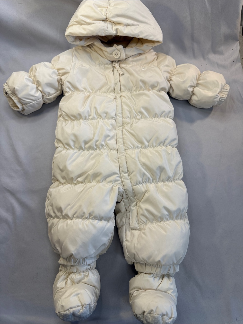GAP Cream Hooded Quilted Footed Snowsuit/Bunting Bag